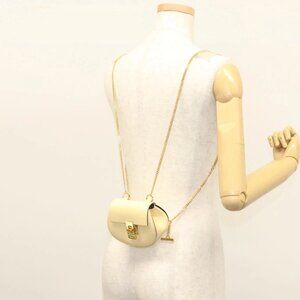 Chloe Drew Chain Mini Backpack Leather Cream Gold Auth